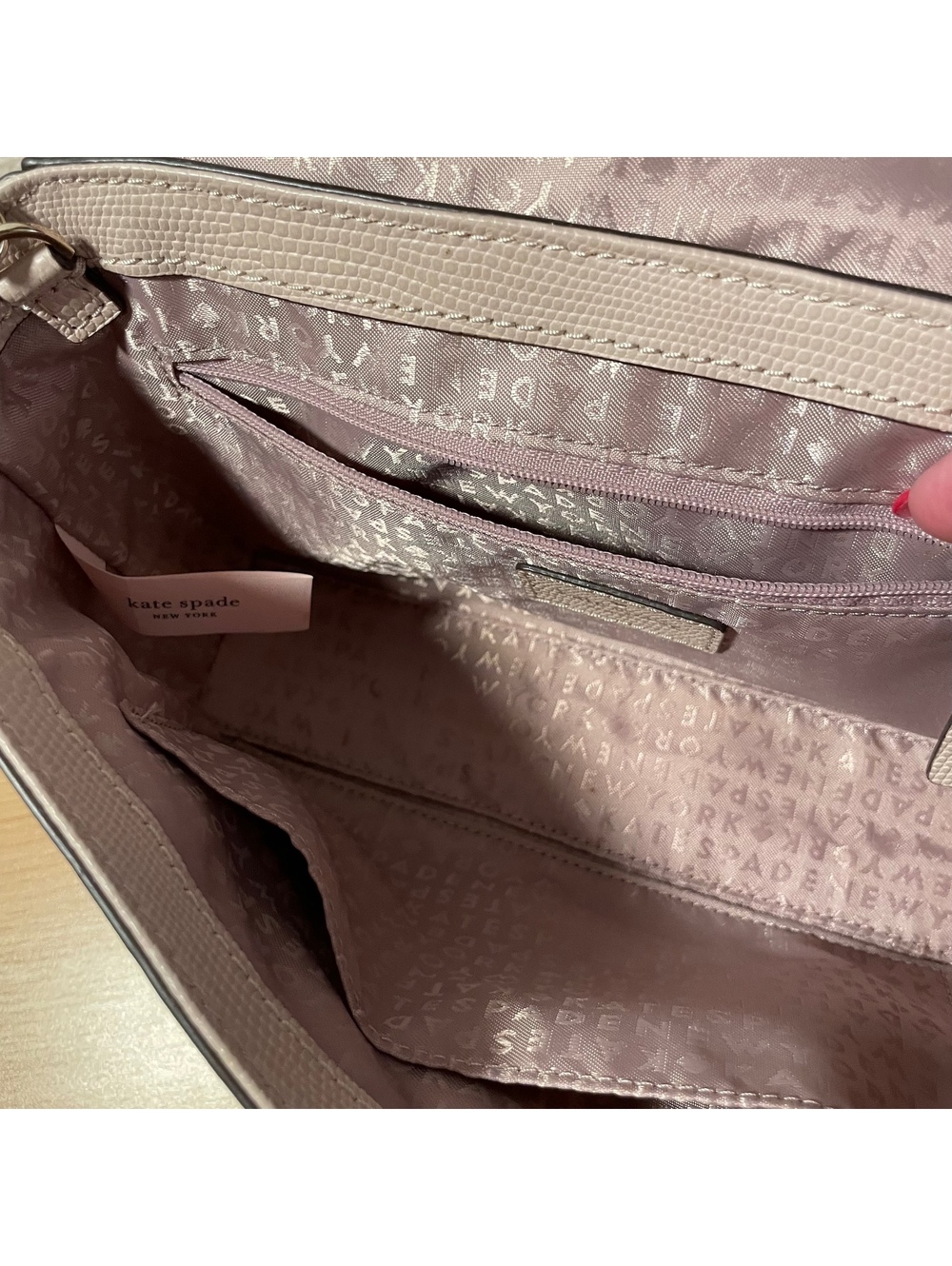 Kate Spade Beige Textured Leather Crossbody Bag - Picture 6 of 9